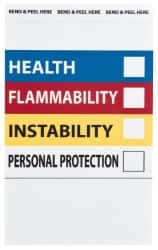 NMC - "Health - Flammability - Instability - Personal Protection", 6" Long x 4" Wide, Pressure-Sensitive Vinyl Safety Sign - Rectangle, 0.004" Thick, Use for Hazardous Materials - Americas Industrial Supply