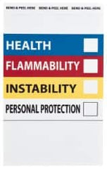 NMC - "Health - Flammability - Instability - Personal Protection", 6" Long x 4" Wide, Pressure-Sensitive Vinyl Safety Sign - Rectangle, 0.004" Thick, Use for Hazardous Materials - Americas Industrial Supply