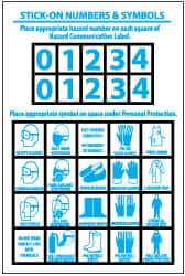NMC - "Stick-On Numbers & Symbols", 6" Long x 4" Wide, Pressure-Sensitive Vinyl Safety Sign - Rectangle, 0.004" Thick, Use for Hazardous Materials - Americas Industrial Supply