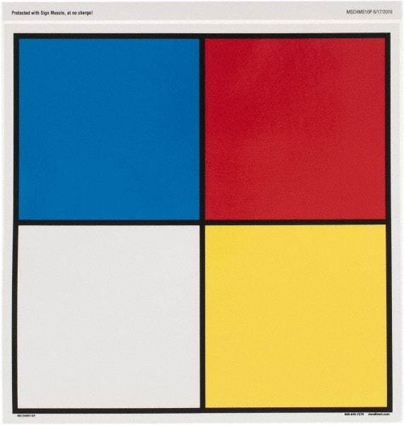 NMC - "Hazardous Materials Systems", 10" Long x 10" Wide, Pressure-Sensitive Vinyl Safety Sign - Square, 0.004" Thick, Use for Hazardous Materials - Americas Industrial Supply