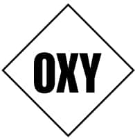 NMC - Hazardous Materials Label - Legend: Oxy, English, Black & White, 5" Long x 5" High, Sign Muscle Finish - Americas Industrial Supply