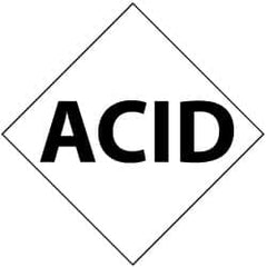 NMC - Hazardous Materials Label - Legend: Acid, English, Black & White, 5" Long x 5" High, Sign Muscle Finish - Americas Industrial Supply