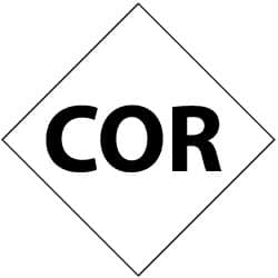 NMC - Hazardous Materials Label - Legend: Cor, English, Black & White, 2-1/2" Long x 2-1/2" High, Sign Muscle Finish - Americas Industrial Supply