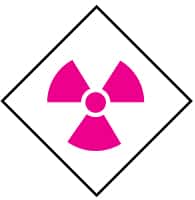 NMC - Hazardous Materials Label - Pink & White, 2-1/2" Long x 2-1/2" High, Sign Muscle Finish - Americas Industrial Supply
