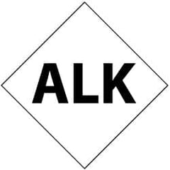 NMC - Hazardous Materials Label - Legend: Alk, English, Black & White, 2-1/2" Long x 2-1/2" High, Sign Muscle Finish - Americas Industrial Supply