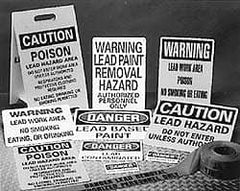 NMC - "Warning - Lead Paint Removal Hazard - Authorized Personnel Only", 14" Long x 10" Wide, Rigid Plastic Safety Sign - Rectangle, 0.05" Thick, Use for Accident Prevention - Americas Industrial Supply