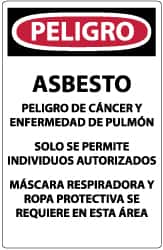 NMC - "Danger - Asbestos", 20" Long x 14" Wide, Paper Safety Sign - Rectangle, Use for Hazardous Materials - Americas Industrial Supply