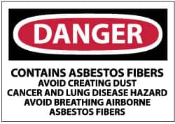 NMC - "Danger - Contains Asbestos Fibers - Avoid Creating Dust - Cancer and Lung Disease Hazard - Avoid Breathing Airborne...", 3" Long x 5" Wide, Paper Safety Sign - Rectangle, Use for Hazardous Materials - Americas Industrial Supply