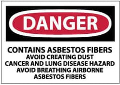 NMC - "Danger - Contains Asbestos Fibers - Avoid Creating Dust - Cancer and Lung Disease Hazard - Avoid Breathing Airborne...", 3" Long x 5" Wide, Pressure-Sensitive Vinyl Safety Sign - Rectangle, 0.004" Thick, Use for Hazardous Materials - Americas Industrial Supply