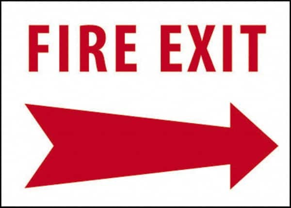 NMC - Fire Exit, Pressure Sensitive Vinyl Fire Sign - 14" Wide x 10" High - Americas Industrial Supply
