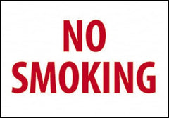 NMC - "No Smoking", 10" Long x 14" Wide, Pressure-Sensitive Vinyl Safety Sign - Rectangle, 0.004" Thick, Use for Smoking Regulations - Americas Industrial Supply