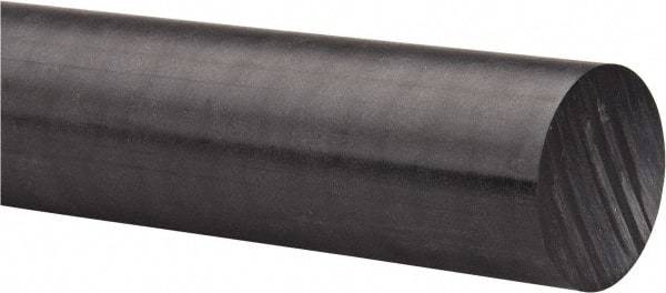 Made in USA - 4' Long, 2" Diam, Acetal Plastic Rod - Black - Americas Industrial Supply