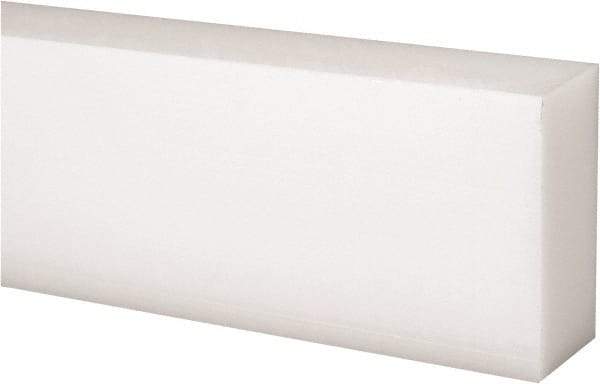 Made in USA - 1 Ft. Long x 2 Inch Wide x 1 Inch High, Acetal, Rectangular Plastic Bar - Natural - Americas Industrial Supply