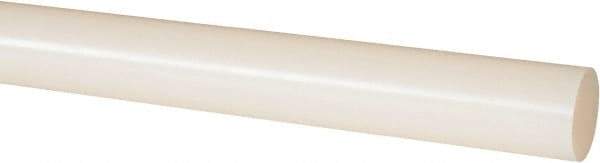 Made in USA - 4' Long, 1" Diam, PVDF Plastic Rod - White - Americas Industrial Supply