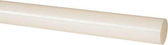 Made in USA - 4' Long, 1" Diam, PVDF Plastic Rod - White - Americas Industrial Supply