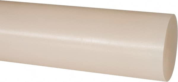 Made in USA - 1' Long, 2" Diam, PVDF Plastic Rod - White - Americas Industrial Supply