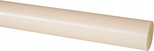 Made in USA - 1' Long, 1-3/8" Diam, Nylon 6/6 Plastic Rod - Natural (Color) - Americas Industrial Supply