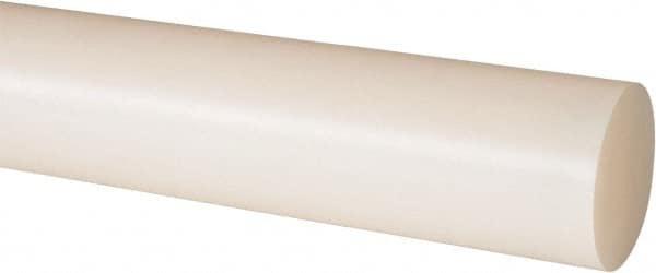 Made in USA - 4' Long, 1-5/8" Diam, Nylon 6/6 Plastic Rod - Natural (Color) - Americas Industrial Supply
