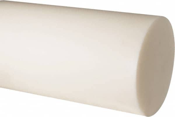 Made in USA - 1' Long, 6" Diam, Nylon 6/6 Plastic Rod - Natural (Color) - Americas Industrial Supply