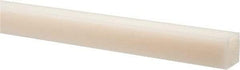 Made in USA - 2 Ft. Long x 1 Inch Wide x 1 Inch High, Nylon, Square Plastic Bar - Natural - Americas Industrial Supply