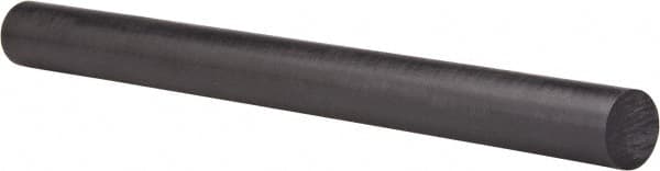 Made in USA - 1' Long, 1" Diam, Polycarbonate Plastic Rod - Black - Americas Industrial Supply
