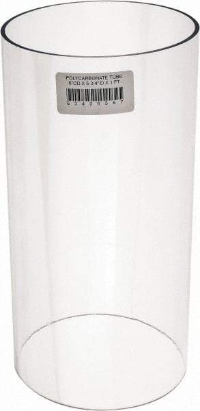 Made in USA - 6 Inch Outside Diameter x 1 Ft. Long, Plastic Round Tube - Polycarbonate - Americas Industrial Supply