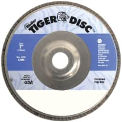 Weiler - 60 Grit, 7" Disc Diam, 7/8" Center Hole, Type 29 Zirconia Alumina Flap Disc - 8,600 Max RPM, Aluminum Backing, Quick Change Type S Attaching System, Coated - Americas Industrial Supply