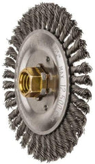 Weiler - 5" OD, 5/8" Arbor Hole, Stringer Bead Steel Wheel Brush - 3/16" Face Width, 7/8" Trim Length, 0.02" Filament Diam, 12,500 RPM - Americas Industrial Supply