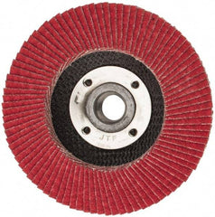 Weiler - 80 Grit, 4-1/2" Disc Diam, 5/8-11 Center Hole, Type 29 Ceramic Flap Disc - 13,000 Max RPM, Phenolic Backing, Arbor Attaching System, Coated - Americas Industrial Supply
