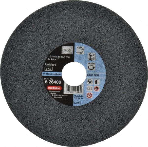 Metabo - 6" Medium Grade Zirconia Alumina Deburring Disc - 1" Center Hole, Spindle Mount Connection, Black - Americas Industrial Supply