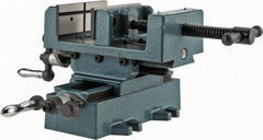 Wilton - 4" Jaw Opening Capacity x 1-3/8" Throat Depth, Horizontal Drill Press Vise - 4" Wide x 1-3/8" High Jaw, Cross Slide Base, Standard Speed, 7" OAL x 5-3/4" Overall Height, Cast Iron - Americas Industrial Supply
