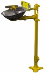 Bradley - Pedestal Mount, Stainless Steel Bowl, Eye & Face Wash Station - 1/2" Inlet, 30 psi Flow, 3 GPM Flow Rate - Americas Industrial Supply