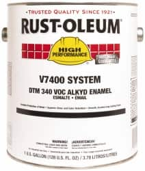 Rust-Oleum - 1 Gal Black Flat Finish Alkyd Enamel Paint - 230 to 425 Sq Ft per Gal, Interior/Exterior, Direct to Metal, <340 gL VOC Compliance - Americas Industrial Supply