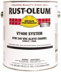 Rust-Oleum - 1 Gal Black Flat Finish Alkyd Enamel Paint - 230 to 425 Sq Ft per Gal, Interior/Exterior, Direct to Metal, <340 gL VOC Compliance - Americas Industrial Supply