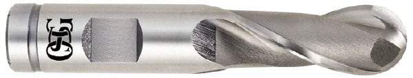 OSG - 1-1/8" Diam, 2-1/4" LOC, 2 Flute Cobalt Ball End Mill - Uncoated, Single End, 4-3/4" OAL, 1" Shank Diam, Spiral Flute - Americas Industrial Supply