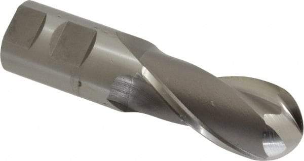 OSG - 1-1/4" Diam, 2-1/2" LOC, 2 Flute Cobalt Ball End Mill - Uncoated, Single End, 5" OAL, 1-1/4" Shank Diam, Spiral Flute - Americas Industrial Supply