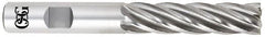 OSG - 1-1/2", 4" LOC, 1" Shank Diam, 6-1/2" OAL, 6 Flute, Cobalt Square End Mill - Single End, Uncoated, Spiral Flute, 30° Helix, Right Hand Cut, Right Hand Flute, Series 545 - Americas Industrial Supply