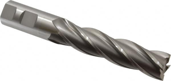OSG - 1", 4" LOC, 1" Shank Diam, 6-1/2" OAL, 4 Flute, Cobalt Square End Mill - Single End, Uncoated, Spiral Flute, 30° Helix, Right Hand Cut, Right Hand Flute, Series 545 - Americas Industrial Supply