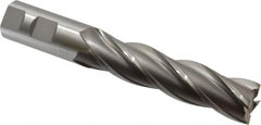 OSG - 1", 4" LOC, 1" Shank Diam, 6-1/2" OAL, 4 Flute, Cobalt Square End Mill - Single End, Uncoated, Spiral Flute, 30° Helix, Right Hand Cut, Right Hand Flute, Series 545 - Americas Industrial Supply