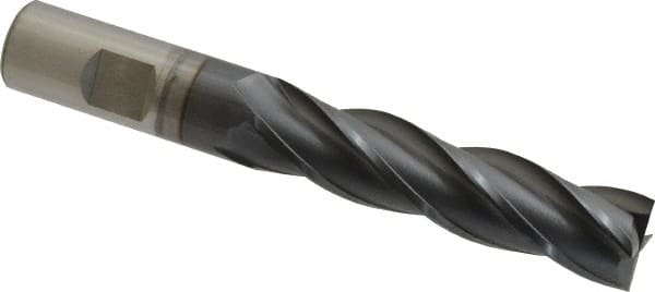 OSG - 3/4", 3" LOC, 3/4" Shank Diam, 5-1/4" OAL, 4 Flute, Square End Mill - Single End, TiCN Finish, 30° Helix, Centercutting, Right Hand Cut, Series 546 - Americas Industrial Supply