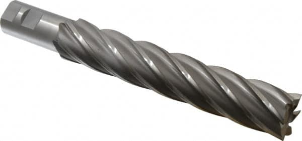 OSG - 1-1/2", 8" LOC, 1-1/4" Shank Diam, 10-1/2" OAL, 6 Flute, Cobalt Square End Mill - Single End, Uncoated, Spiral Flute, 30° Helix, Right Hand Cut, Right Hand Flute, Series 557 - Americas Industrial Supply