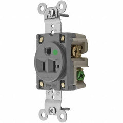 Hubbell Wiring Device-Kellems - 125V 20A NEMA 5-20R Hospital Grade Gray Straight Blade Single Receptacle - Americas Industrial Supply