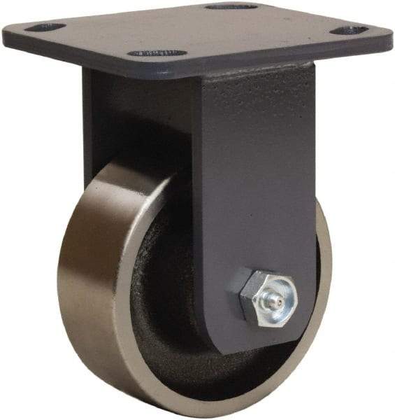 Hamilton - 4" Diam x 1-1/2" Wide x 5-5/8" OAH Top Plate Mount Rigid Caster - Forged Steel, 1,400 Lb Capacity, Straight Roller Bearing, 4 x 4-1/2" Plate - Americas Industrial Supply