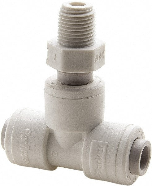 Parker - Plastic Push-To-Connect Tube Fittings Type: Male Swivel Branch Tee Tube Outside Diameter (Inch): 1/4 x 1/8 - Americas Industrial Supply
