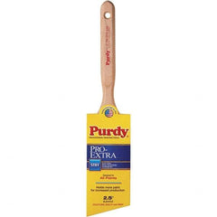 Purdy - 2-1/2" Angled Nylon/Polyester General Purpose Paint Brush - 3-3/16" Bristle Length, 7-1/4" Wood Fluted Handle - Americas Industrial Supply