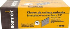 Stanley Bostitch - 12 Gauge 0.113" Shank Diam 2" Long Framing Nails for Power Nailers - Steel, Bright Finish, Ring Shank, Angled Stick Wire Collation, Round Head, Diamond Point - Americas Industrial Supply