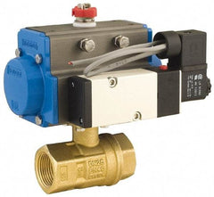 BONOMI - 4" Pipe, 600 psi WOG Rating Brass Pneumatic Spring Return with Solenoid Actuated Ball Valve - PTFE Seal, Full Port, 150 psi WSP Rating, NPT End Connection - Americas Industrial Supply