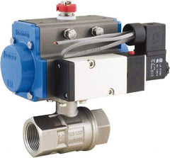 BONOMI - 1" Pipe, 1,000 psi WOG Rating 316 Stainless Steel Pneumatic Double Acting with Solenoid Actuated Ball Valve - PTFE Seal, Full Port, 150 psi WSP Rating, NPT End Connection - Americas Industrial Supply