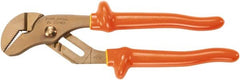 Ampco - 10-1/4" OAL, 1-1/2" Max Capacity, Groove Joint Tongue & Groove Pliers - Grooved Straight Jaws, Insulated Handles - Americas Industrial Supply