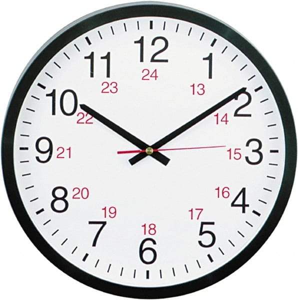 UNIVERSAL - 11-1/2 Inch Diameter, White Face, Dial Wall Clock - Analog Display, Black Case, Runs on AA Battery - Americas Industrial Supply